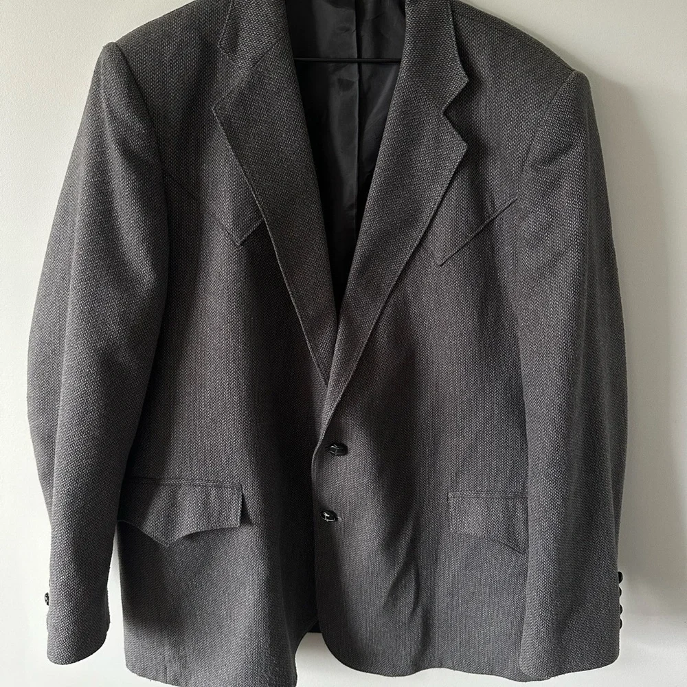 Vintage Grand Entry Western Sport Coat  jacket Men size 48R Grey Pointed Pockets